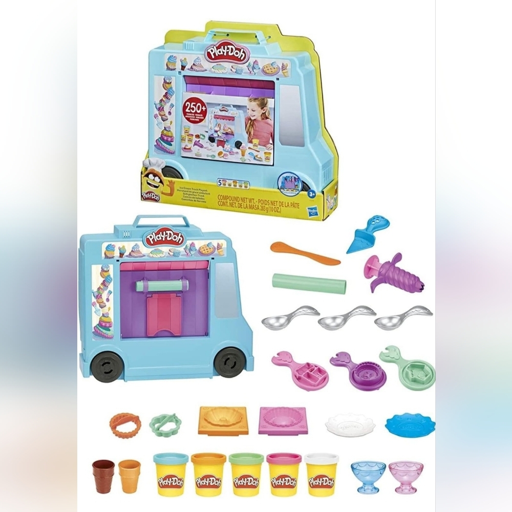 Play-Doh Ice Cream Truck Playset, Pretend Play Toy for Kids 3 Years and Up
